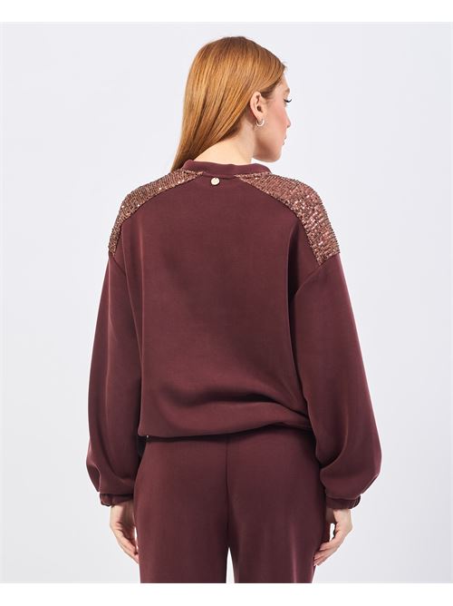 Mademoiselle du monde crewneck sweatshirt with appliques MADEMOISELLE DU MONDE | F183-MDM315CHOCO